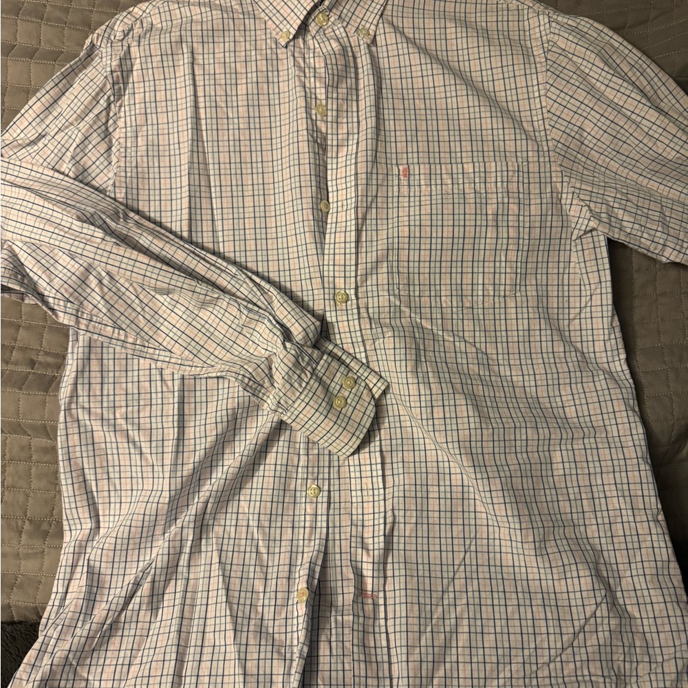 Izod Blue Pink and White Casual Button Down Shirt